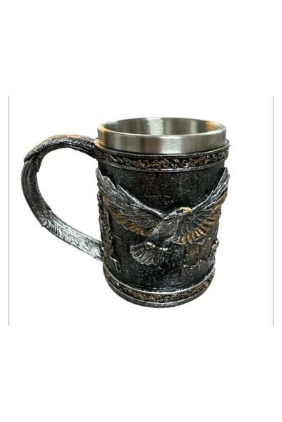 NETAVANTAJ Çift Taraflı Kartal Figürlü Çelik Kupa - 2