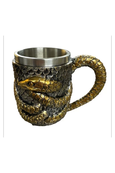 NETAVANTAJ Çıngıraklı Yılan Figürlü Çelik Kupa - 2