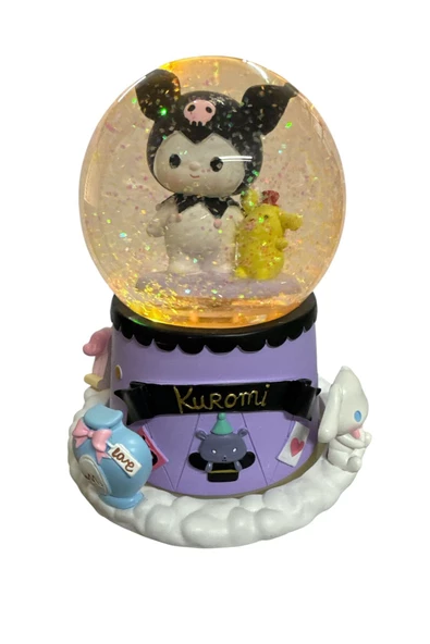 NETAVANTAJ Kuromi Ve Pompompurin Gözü Açık Dev Boy Işıklı Müzikli Kar Küresi - 2