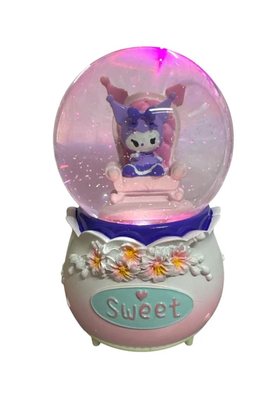 NETAVANTAJ Kuromi Sweet Oturan Müzikli Işıklı Püskürtmeli Büyük Boy Kar Küresi - 2