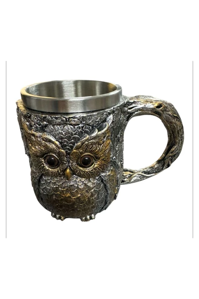 NETAVANTAJ Baykuş Figürlü 3D Çelik Kupa - 2