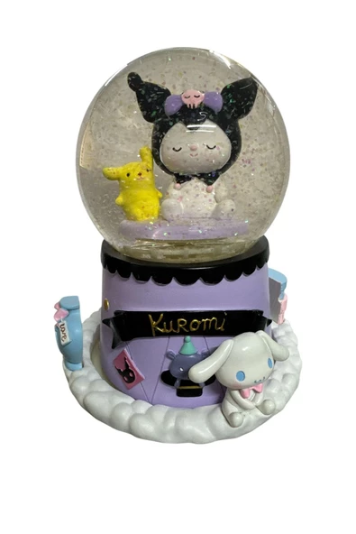 NETAVANTAJ Kuromi Ve Pompompurin Gözü Kapalı Dev Boy Işıklı Müzikli Kar Küresi