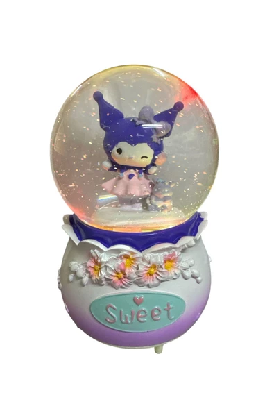 NETAVANTAJ Kuromi Sweet Göz Kırpan Müzikli Işıklı Püskürtmeli Büyük Boy Kar Küresi - 2