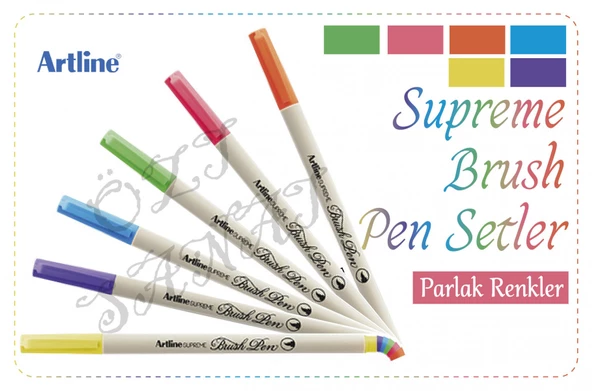Artline Supreme BRUSH PEN-PARLAK Tonlar 6 Renk Set- (neon ve bright renkler)