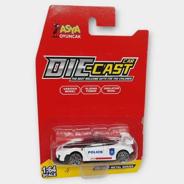 Metal Mini Polis Arabası  8 cm - Polis - 4 - 5