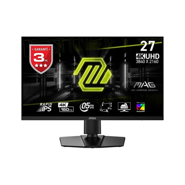 <![CDATA[MSI 27" RAPID IPS MAG 274UPF E2 1MS 160HZ HDMI-DP USBC PIVOT GAMING MONİTÖR 3840X2160]]>