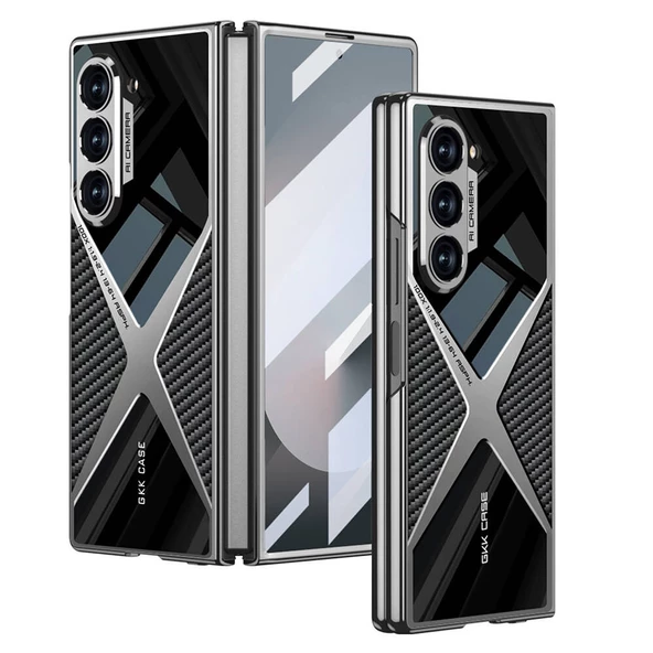 Samsung Galaxy Z Fold 6 Kılıf Ultra İnce Kamera Korumalı Arka Yüzey Karbon X-Pro Kapak - 5