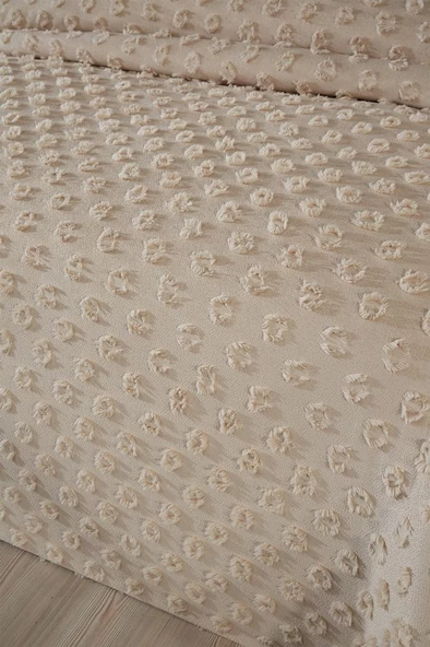 Çeyiz Diyarı Konik 3 Parça Çift Kişilik Pike Takımı Bej - Resim 2