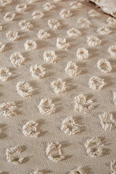 Çeyiz Diyarı Konik 3 Parça Çift Kişilik Pike Takımı Bej - Resim 5