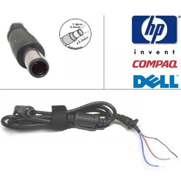 7.4mm*5.0mm Hp, Dell Notebook Adaptörü Kablo Ucu (Tamir Kablosu)