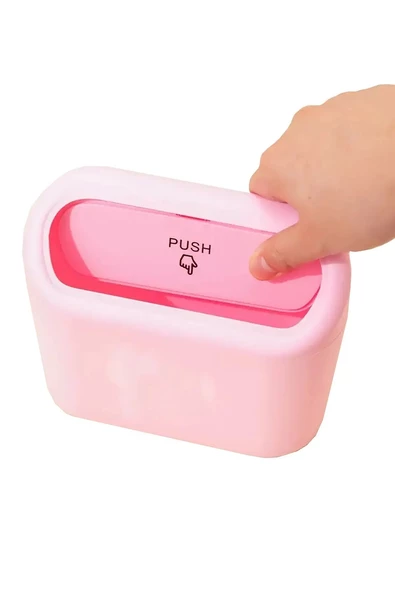 Oto Araba Çöp Kutusu Kapaklı Organizer Çöp Kovası Pembe - 3