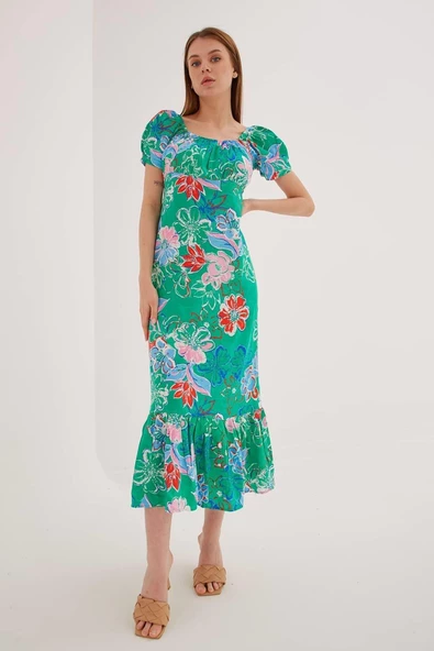 FASHION FRIENDS KADIN KALP YAKA DESENLİ ELBİSE 23Y-ELB0555K1 - 4