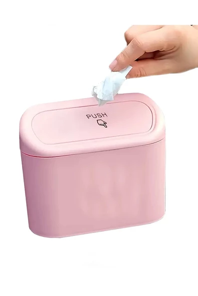 Oto Araba Çöp Kutusu Kapaklı Organizer Çöp Kovası Pembe - 2