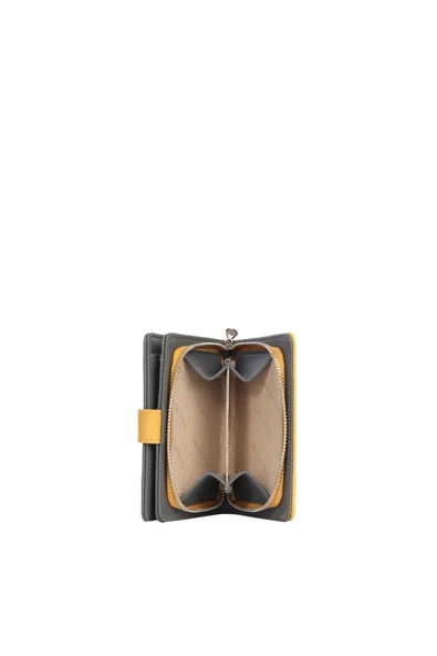 CENGİZ PAKEL Cengiz Pakel Kadın Mini Boy Çıt Çıt Detaylı Cüzdan – 65315 - Hardal/Gri - 2