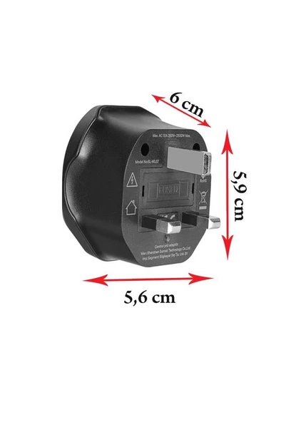 S-link SL-WL07 İngiliz Erkek Unııversal Dişi Siyah Priz Dönüştürücü Adaptör - 3