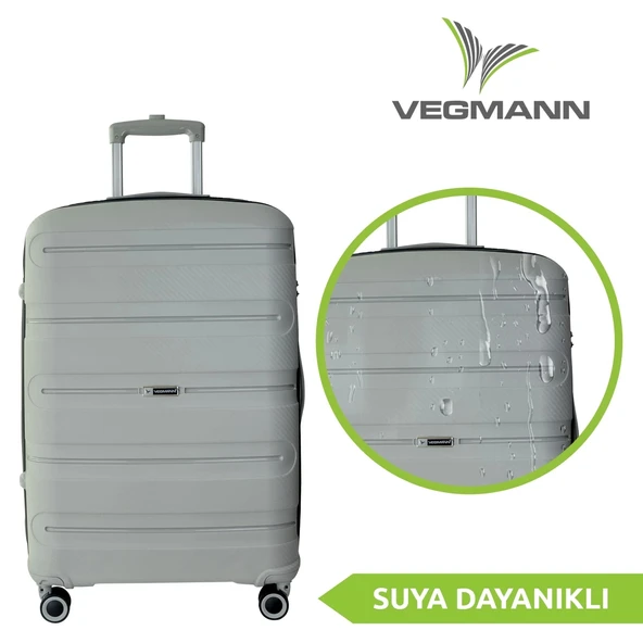 Vegmann Polipropilen (PP) Atlas Gri Büyük Boy Valiz - Resim 4