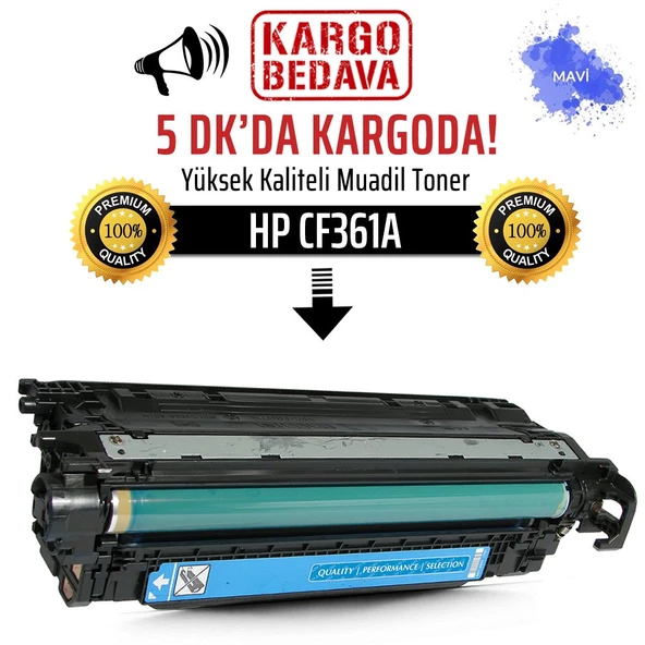 HP CF361A Mavi Muadil Toner /NP/508A/M552dn/M553n/M577dn/M577f