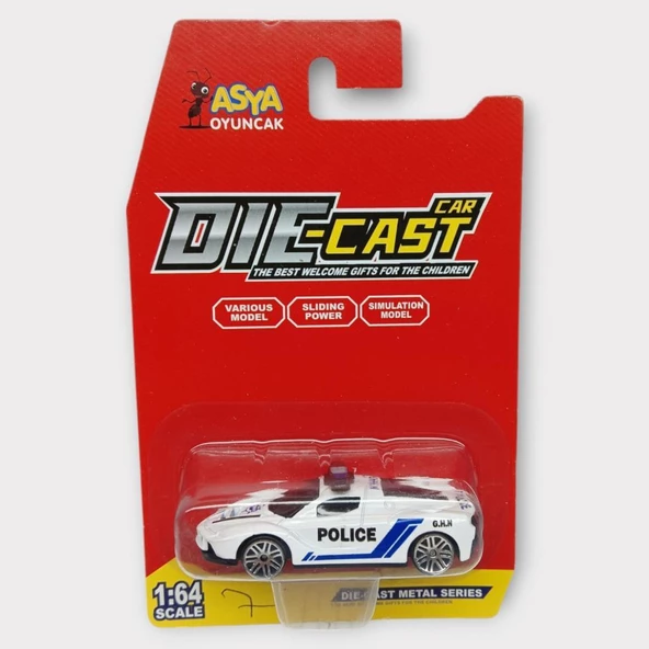 Metal Mini Polis Arabası  8 cm - Polis - 7 - Resim 5