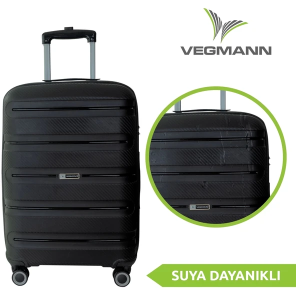 Vegmann Polipropilen (PP) Atlas Siyah Büyük Boy Valiz - 3