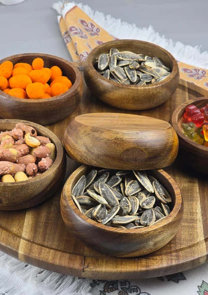 Akasya Stantlı 6'lı Çerezlik Seti - Döner Stantlı Lokumluk, Şekerlik Takımı - 7 Parça - 2