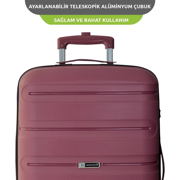 Vegmann Polipropilen (PP) Atlas Mürdüm Büyük Boy Valiz - 4
