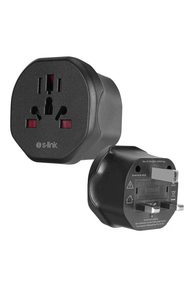 S-link SL-WL07 İngiliz Erkek Unııversal Dişi Siyah Priz Dönüştürücü Adaptör - 5