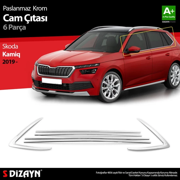 Skoda Kamiq Krom Cam Çıtası 6 Prç 2019 2020 2021 2022 2023 2024 2025 ürün görseli 1