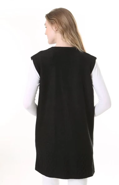 Kadın Yün Kışlık Anne Uzun Triko Yelek - 5