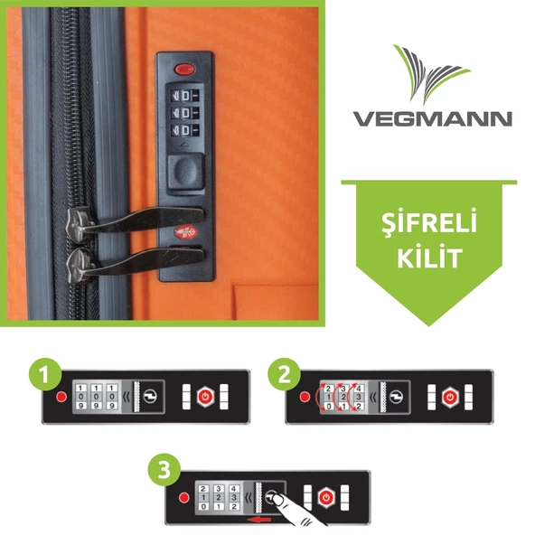 Vegmann Polipropilen (PP) Atlas Turuncu Büyük Boy Valiz - 4