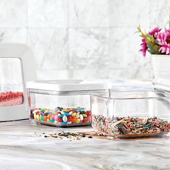 Kare Saklama Kabı 350 Ml Beyaz Kapak Vp-329 - 2