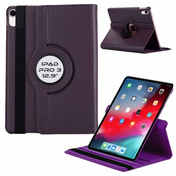 Apple iPad Pro 3 12.9 inç 3 Nesil Uyumlu Kılıf Ekran Koruyucu Ve Kalem Set Mor - Resim 2