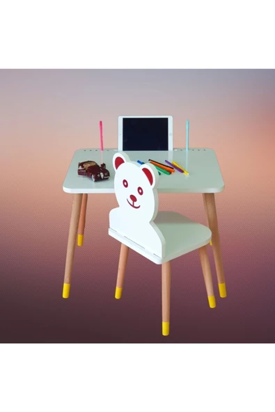 Çocuk Aktivite Masa Sandalye Takımı 2-6 yaş ( LİVA AHŞAP ) - 4