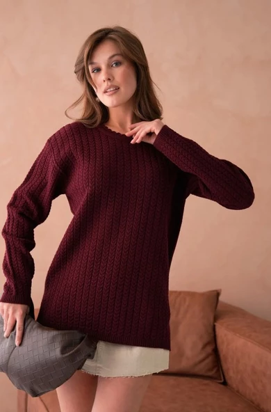 Kadın Saç Örmeli Anne Triko Kışlık Yün kazak - 10