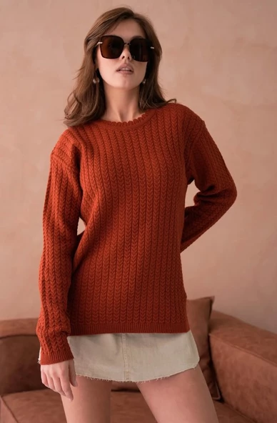 Kadın Saç Örmeli Anne Triko Kışlık Yün kazak - 5