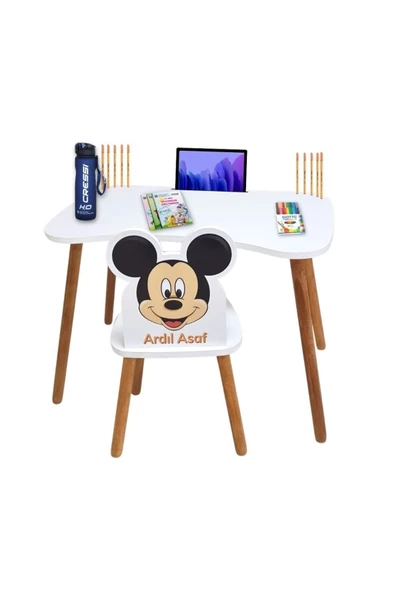 Çocuk Aktivite Masa Ve Sandalye Takımı 4-12 Yaş mickey mouse ( LİVA AHŞAP )