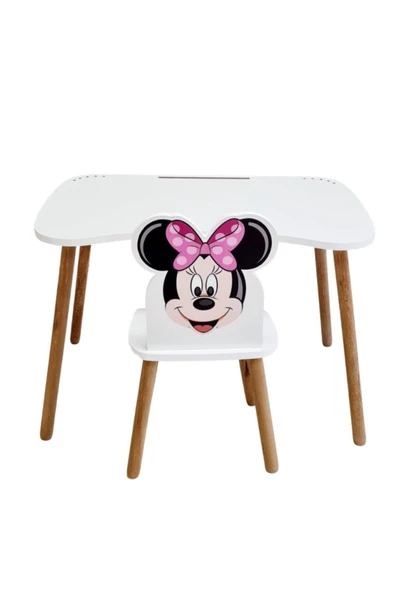 Çocuk Ders Çalışma Masa Sandalye Takımı 4-12 Yaş minnie mouse ( LİVA AHŞAP ) - 2