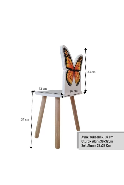 Çocuk Ders Çalışma Masa Sandalye Takımı 4-12 Yaş Kelebekli (LİVA AHŞAP ) - 6