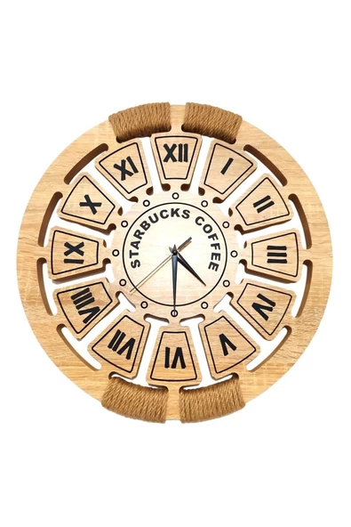 Hasırlı Ahşap Duvar Saati 40x40 cm