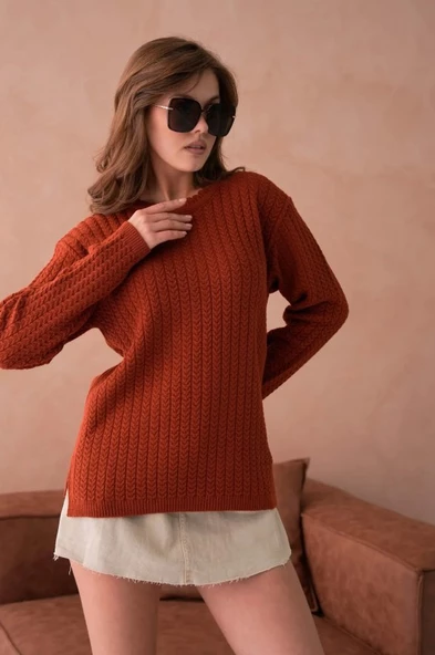 Kadın Saç Örmeli Anne Triko Kışlık Yün kazak - 3