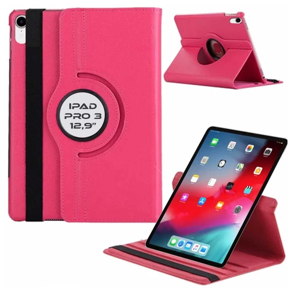 Apple iPad Pro 3 12.9 inç 3 Nesil Uyumlu Kılıf Ekran Koruyucu Ve Kalem Set Pembe - Resim 2