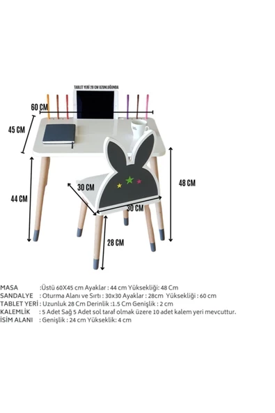 Çocuk Aktivite Masa Sandalye Takımı 2-6 yaş ( LİVA AHŞAP ) - 7