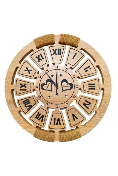 Hasırlı Ahşap Duvar Saati 40x40 cm - 2