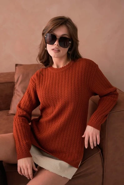 Kadın Saç Örmeli Anne Triko Kışlık Yün kazak - 7