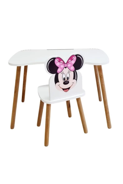 Çocuk Ders Çalışma Masa Sandalye Takımı 4-12 Yaş minnie mouse ( LİVA AHŞAP ) - 3