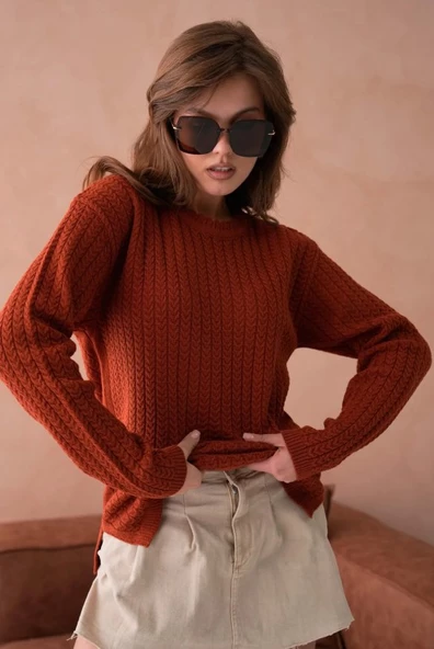 Kadın Saç Örmeli Anne Triko Kışlık Yün kazak - 2