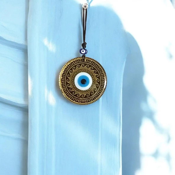 Altın varaklı  Nazar boncuklu Füzyon cam El İşçiliği 12x12 cm Duvar Süsü Nazarlık Hediyelik Eşya - Resim 4