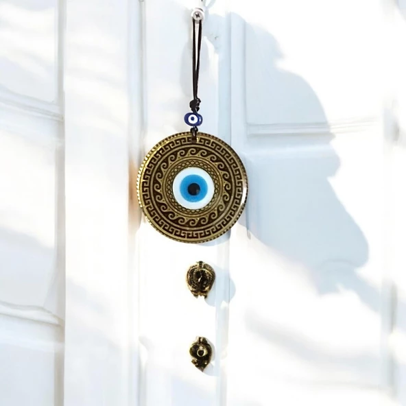 Altın varaklı  Nazar boncuklu Füzyon cam El İşçiliği 12x12 cm Duvar Süsü Nazarlık Hediyelik Eşya - Resim 3