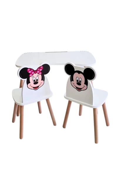 Çocuk Aktivite 1 Masa 2 Sandalye Takımı 4-12 Yaş Mickey Mouse Ve Minnie Mouse - 3