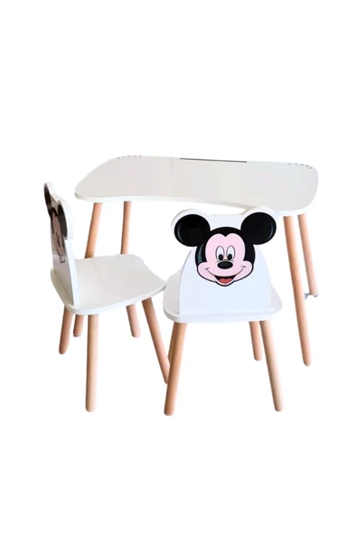 Çocuk Aktivite 1 Masa 2 Sandalye Takımı 4-12 Yaş mickey mouse (LİVA AHŞAP) - 6