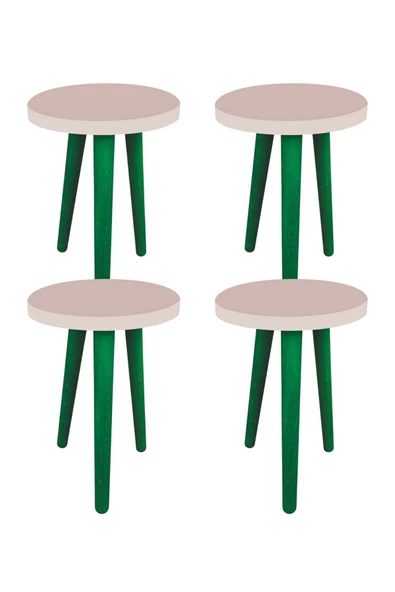 LİVA AHŞAP Ahşap Saksı Ve Tabure 4 Adet ( yeşil )